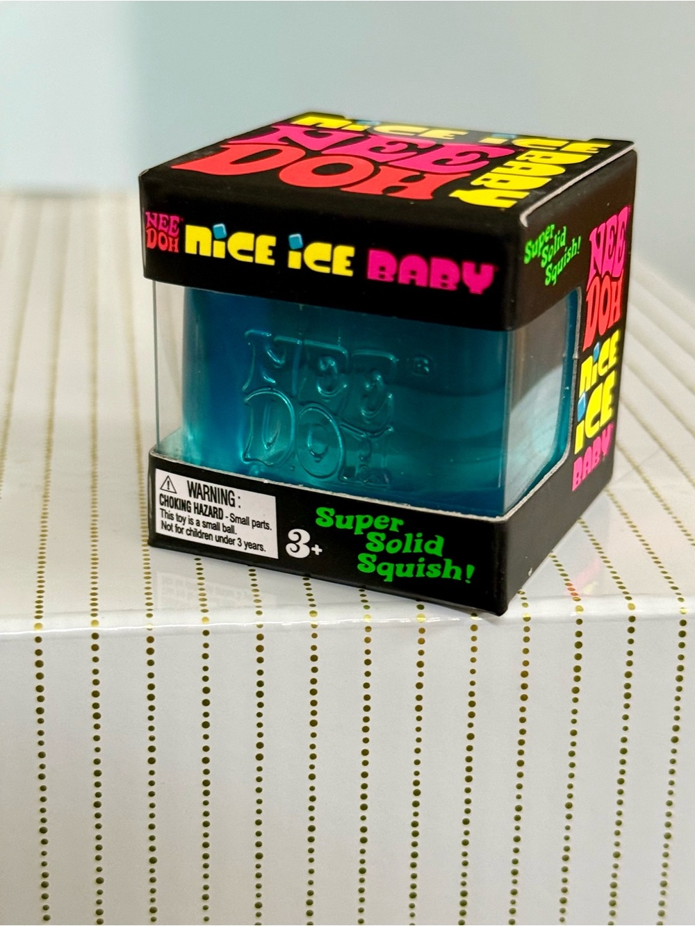 🔥 NeeDoh Nice Ice Baby BLUE Cube Super Solid Squish NIB Viral TikTok Schylling
